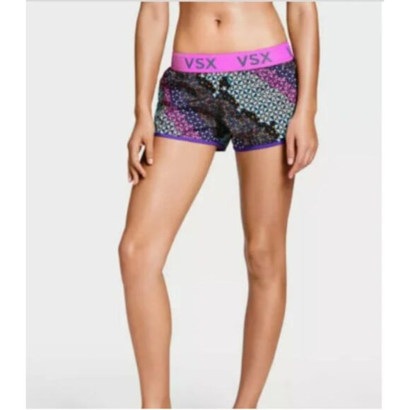 Victorias Secret Sport Multicolor The Player Geometric Running Shorts Sz L - Picture 1 of 6